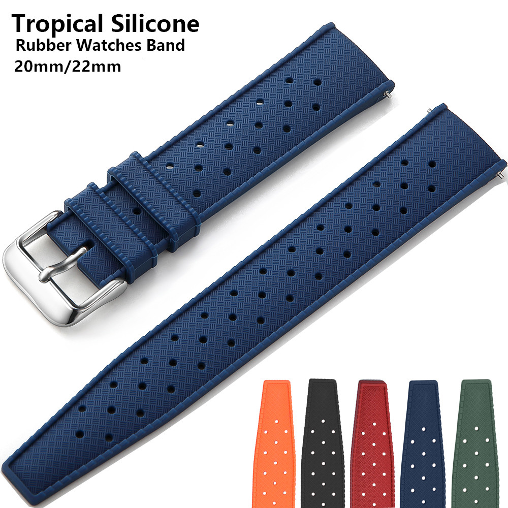 Suede Strap Watch - 20mm 22mm Tropic Rubber Band for