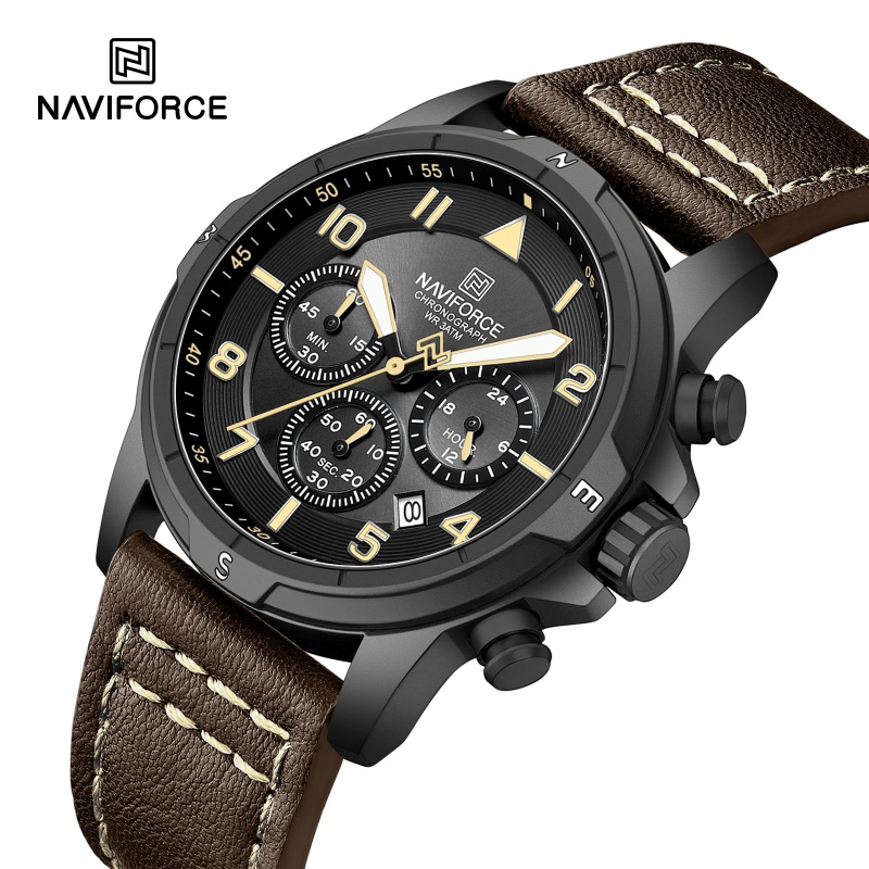 NAVIFORCE Male Unique Design W - Leather Watch Band Men recension och pris