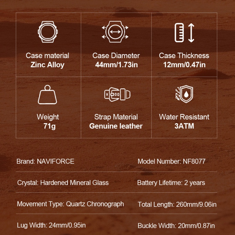 NAVIFORCE Male Unique Design W - Leather Watch Band Men recension och pris